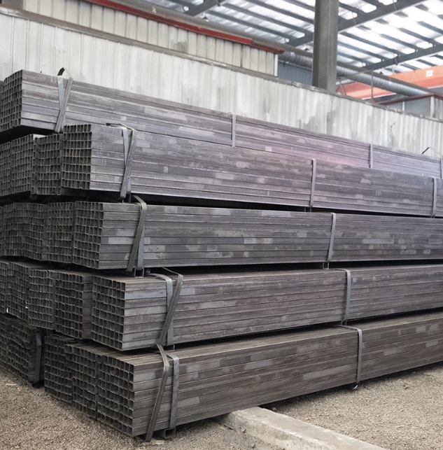 black‑welded‑pipe‑square‑steel‑tube‑warehouse‑stock
