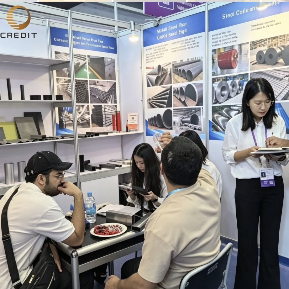 exhibition‑group‑photo‑chinese‑team‑with‑overseas‑buyers‑at‑building‑materials‑fair